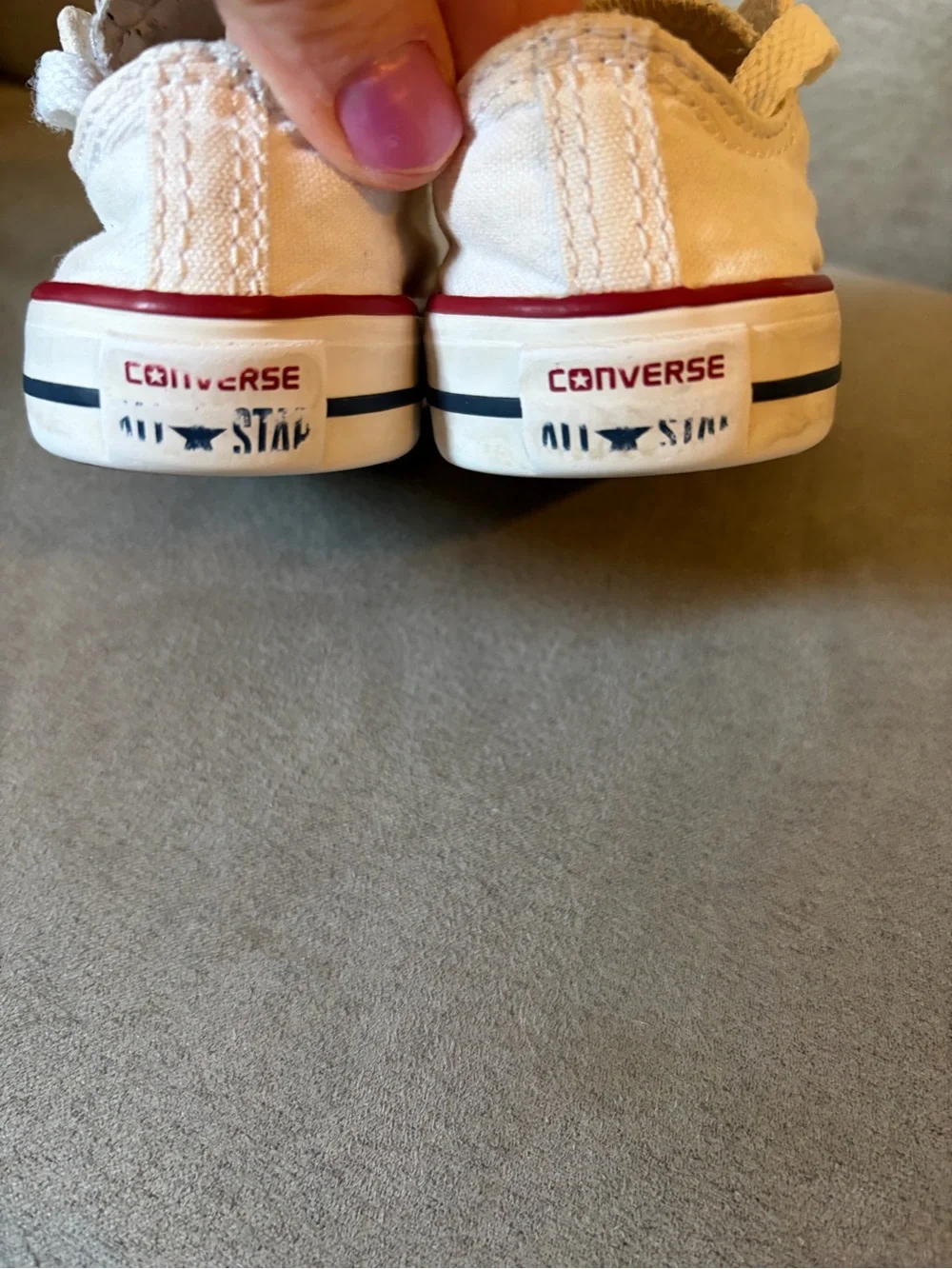 Converse Kids White Canvas Sneakers with Red Trim